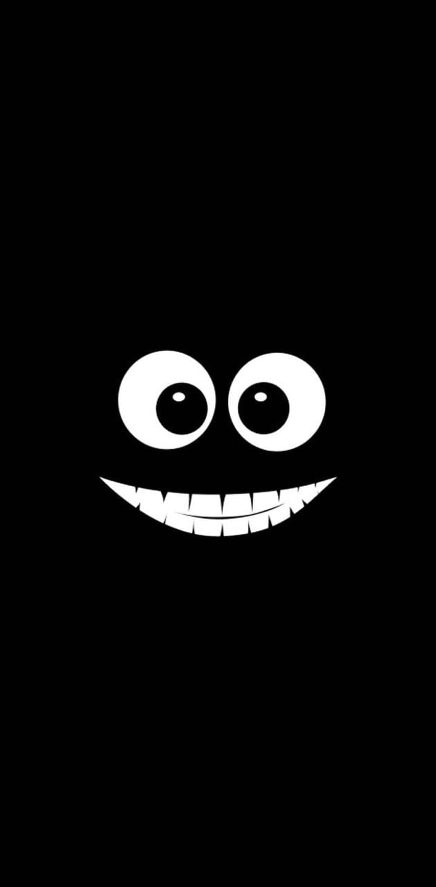 Scary White Grinning Face With Big Eyes On Black Background HD phone wallpaper