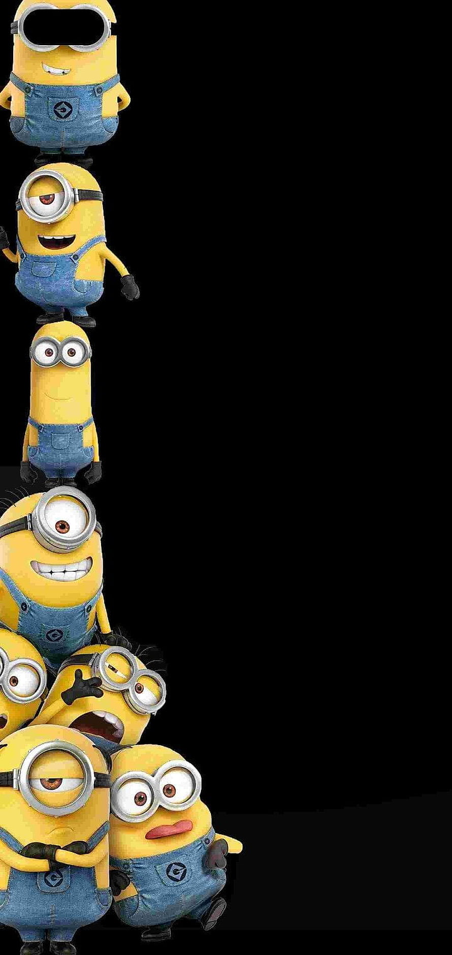 Cute Minions Stacked Vertically on Black Background HD phone wallpaper