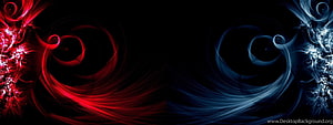 Abstract Red and Blue Swirling Fractal Art on Black Background HD wallpaper