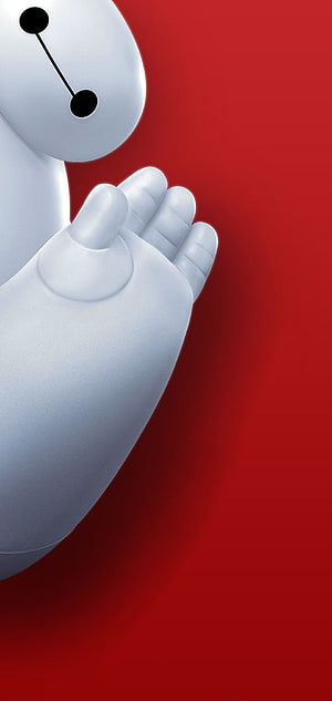Baymax Waving Hand Against Red Background HD phone wallpaper