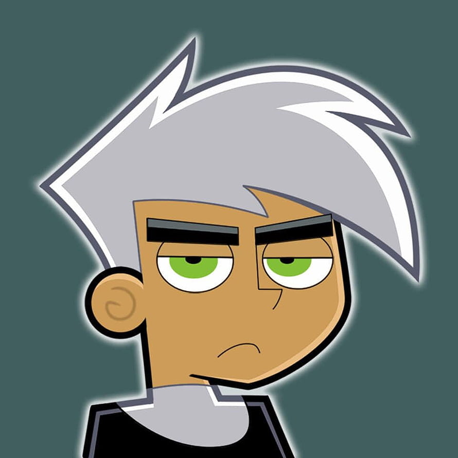 Danny Phantom Cartoon Character Portrait with Silver Hair and Green Eyes HD phone wallpaper