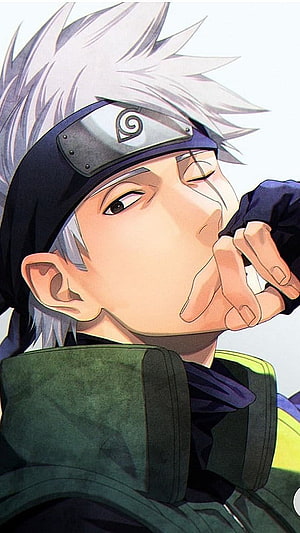 Kakashi Hatake from Naruto Anime Winking Portrait Wallpaper HD phone wallpaper