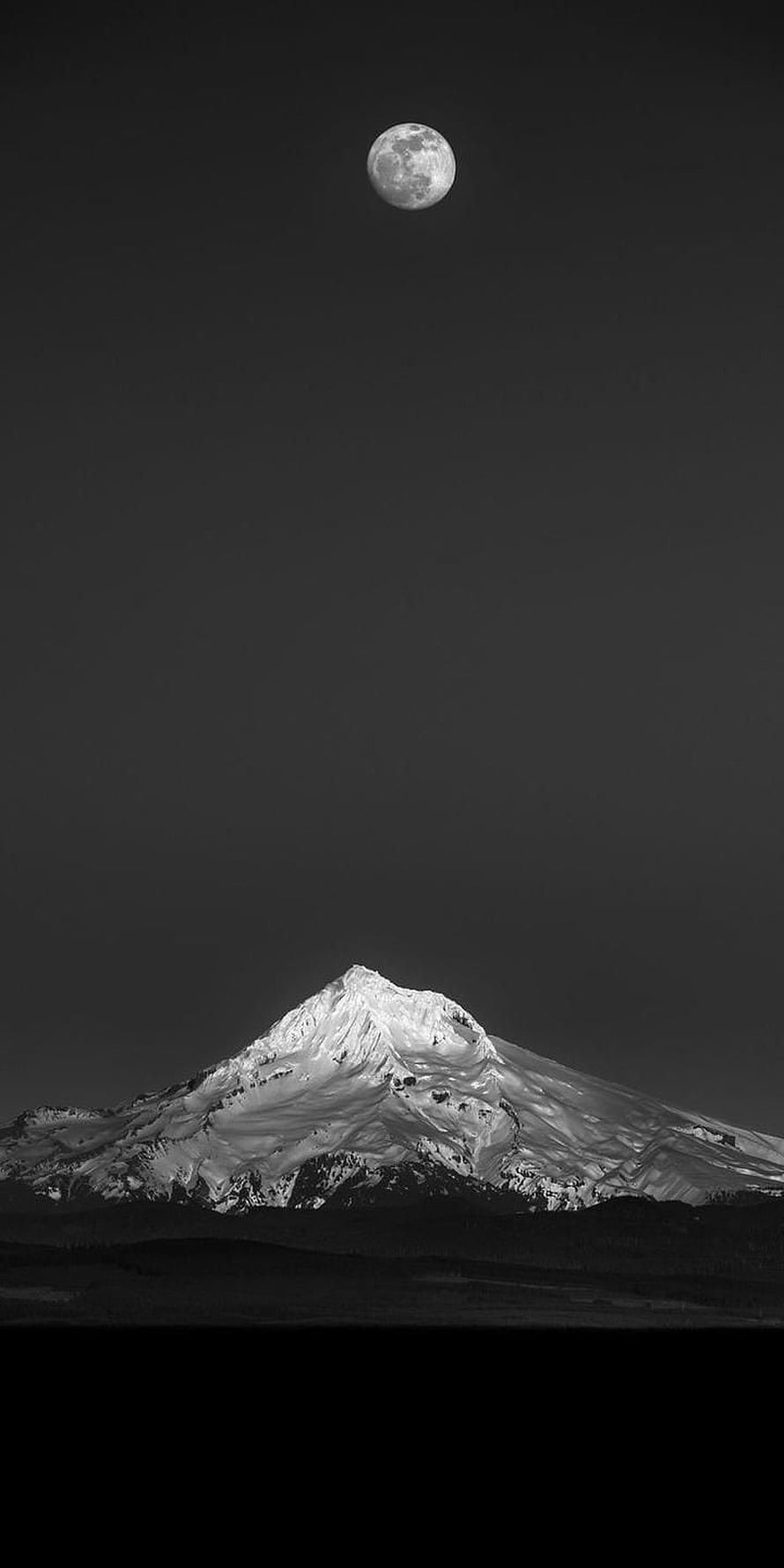 Monochrome Photography of Snow-Capped Mountain Peak Under Full Moon HD phone wallpaper