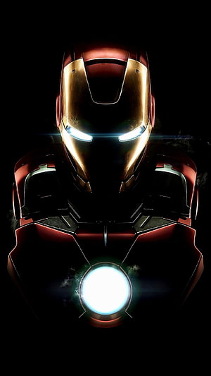 Iron Man Helmet and Arc Reactor Glowing in the Dark, Ironman, hollywood movie, avengers HD phone wallpaper