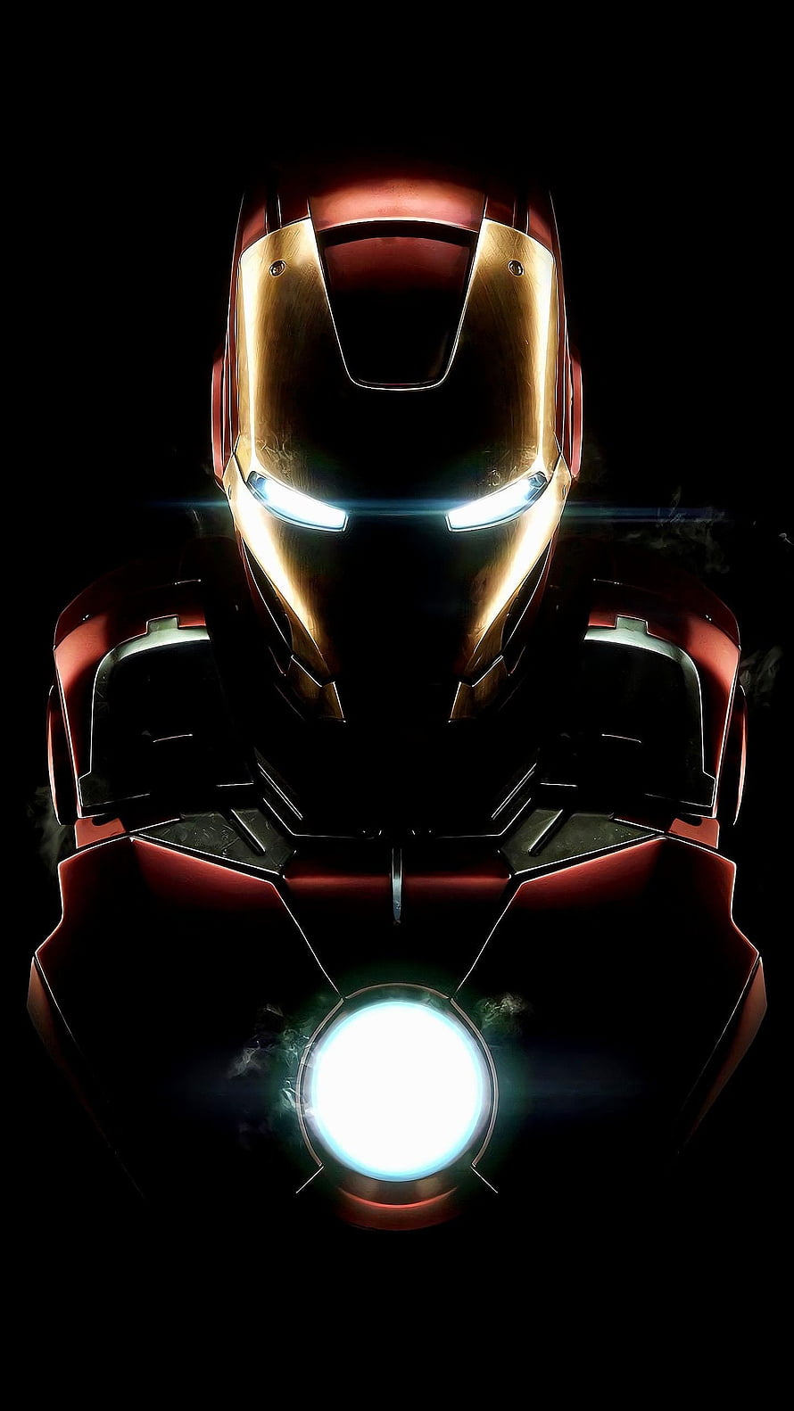 Iron Man Helmet and Arc Reactor Glowing in the Dark, Ironman, hollywood movie, avengers HD phone wallpaper