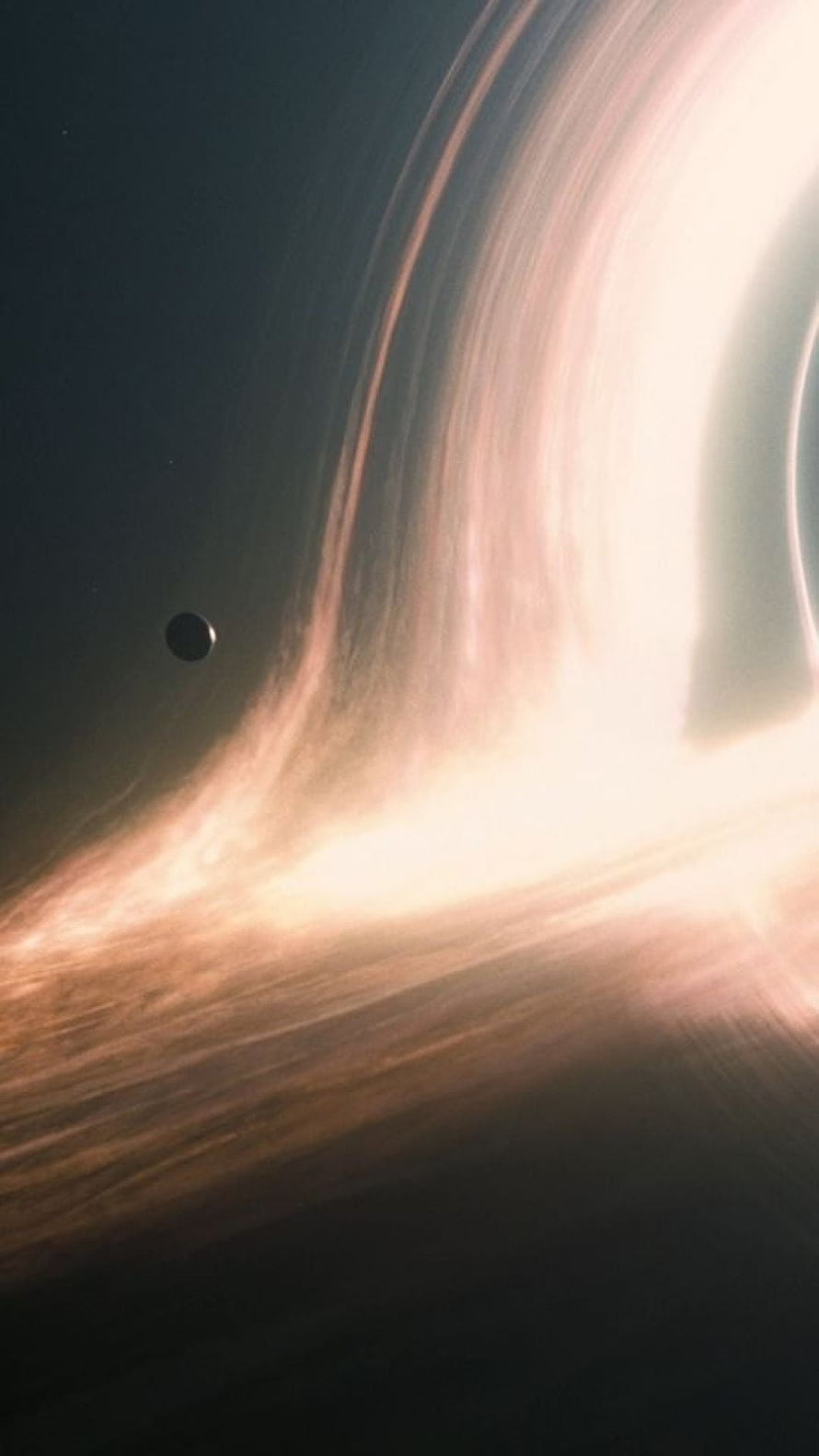 Interstellar Black Hole Gargantua with Accretion Disk and Distant Planet HD phone wallpaper