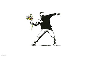 Banksy Flower Thrower Street Art Stencil Illustration HD wallpaper