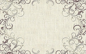 Elegant Vintage Floral Frame on Textured Linen Background HD wallpaper