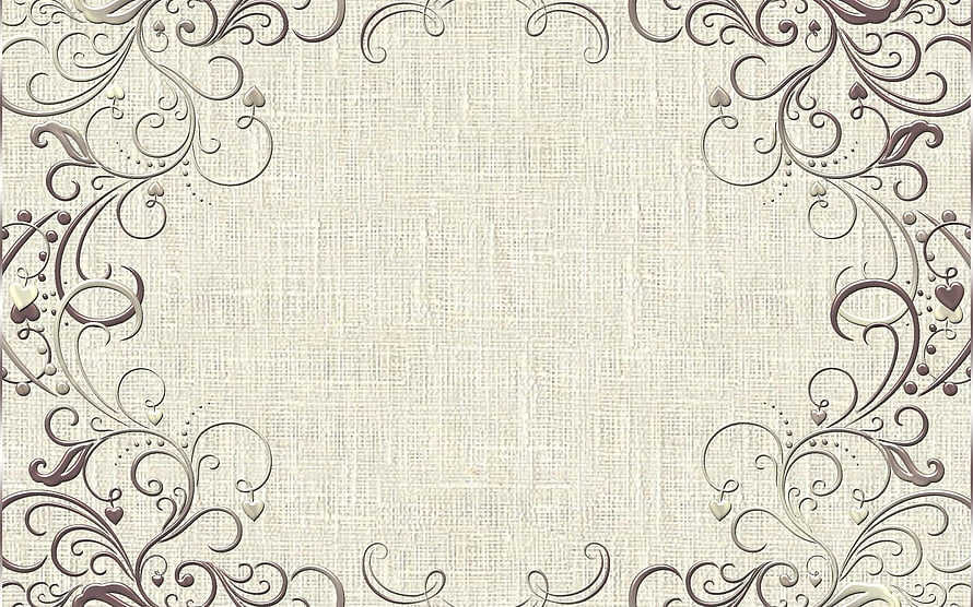 Elegant Vintage Floral Frame on Textured Linen Background HD wallpaper