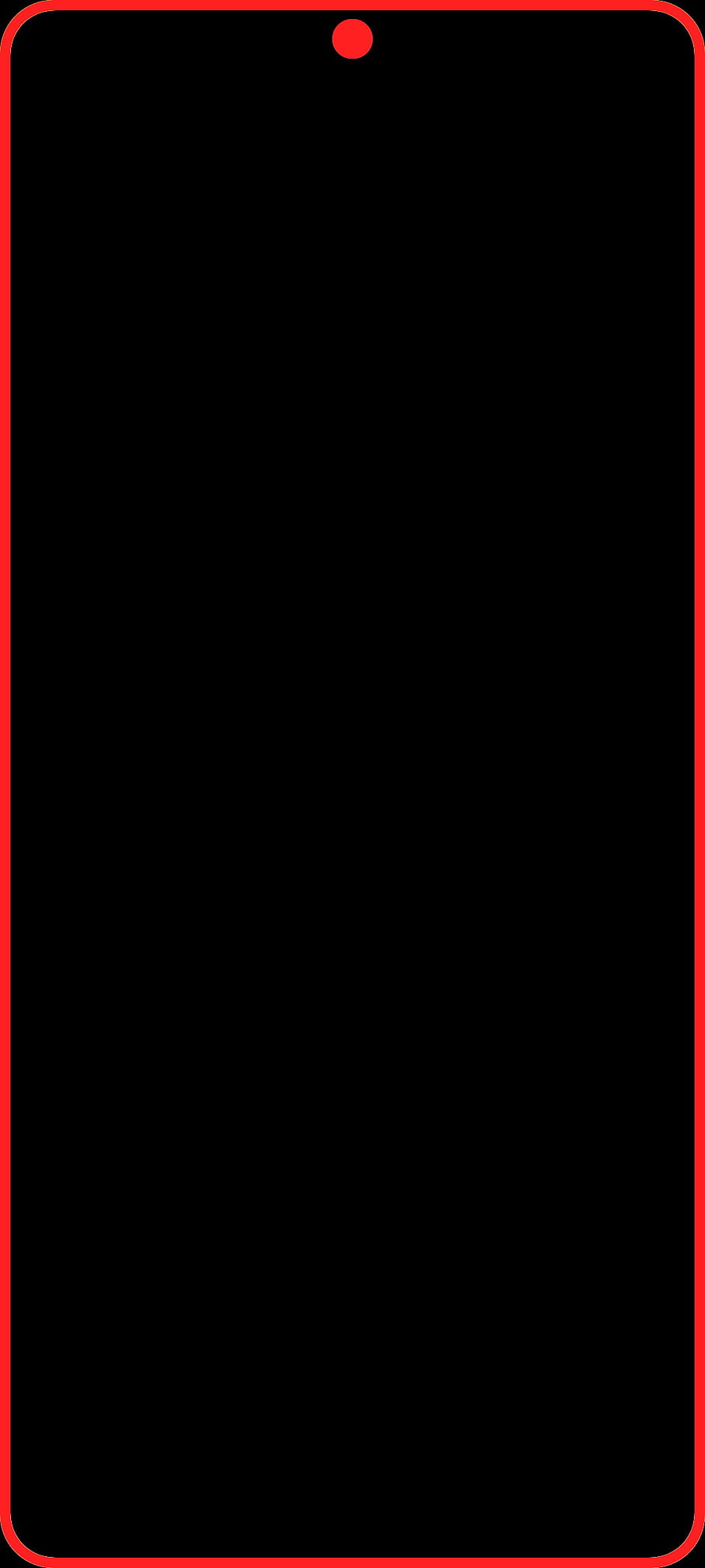 Minimalist Red Smartphone Frame Outline With Camera Cutout On Black Background HD phone wallpaper