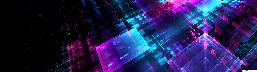 Abstract Neon Digital Circuit Board with Glowing Purple and Cyan Data Streams HD wallpaper