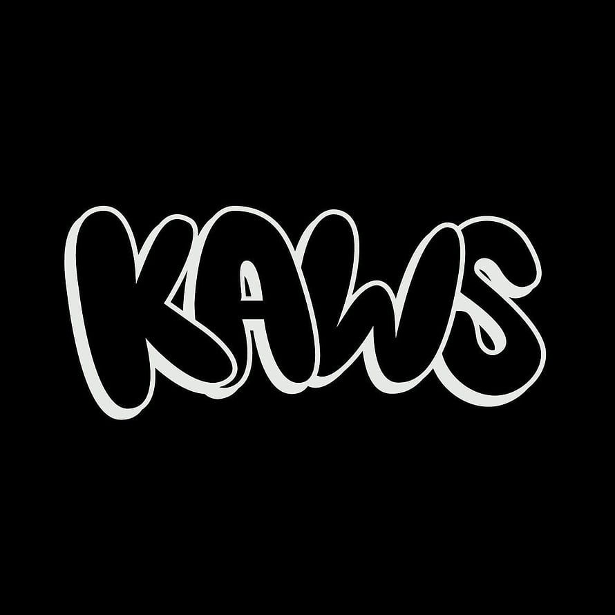 KAWS Bubble Lettering Logo in White on Black Background HD phone wallpaper