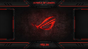 Asus ROG Republic of Gamers Red and Black Hexagonal Tech Wallpaper HD wallpaper
