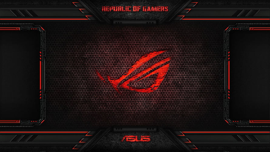 Asus ROG Republic of Gamers Red and Black Hexagonal Tech Wallpaper HD wallpaper