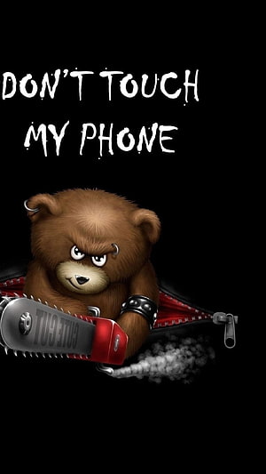 Angry Teddy Bear With Chainsaw Emerging From Zippered Pouch On Black Background HD phone wallpaper