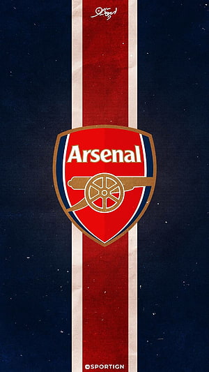 Arsenal FC Retro Crest Wallpaper With Red And Blue Vertical Stripes HD phone wallpaper