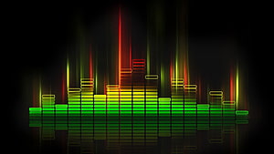 Neon Audio Spectrum Visualizer with Glowing Sound Bars on Black Background HD wallpaper