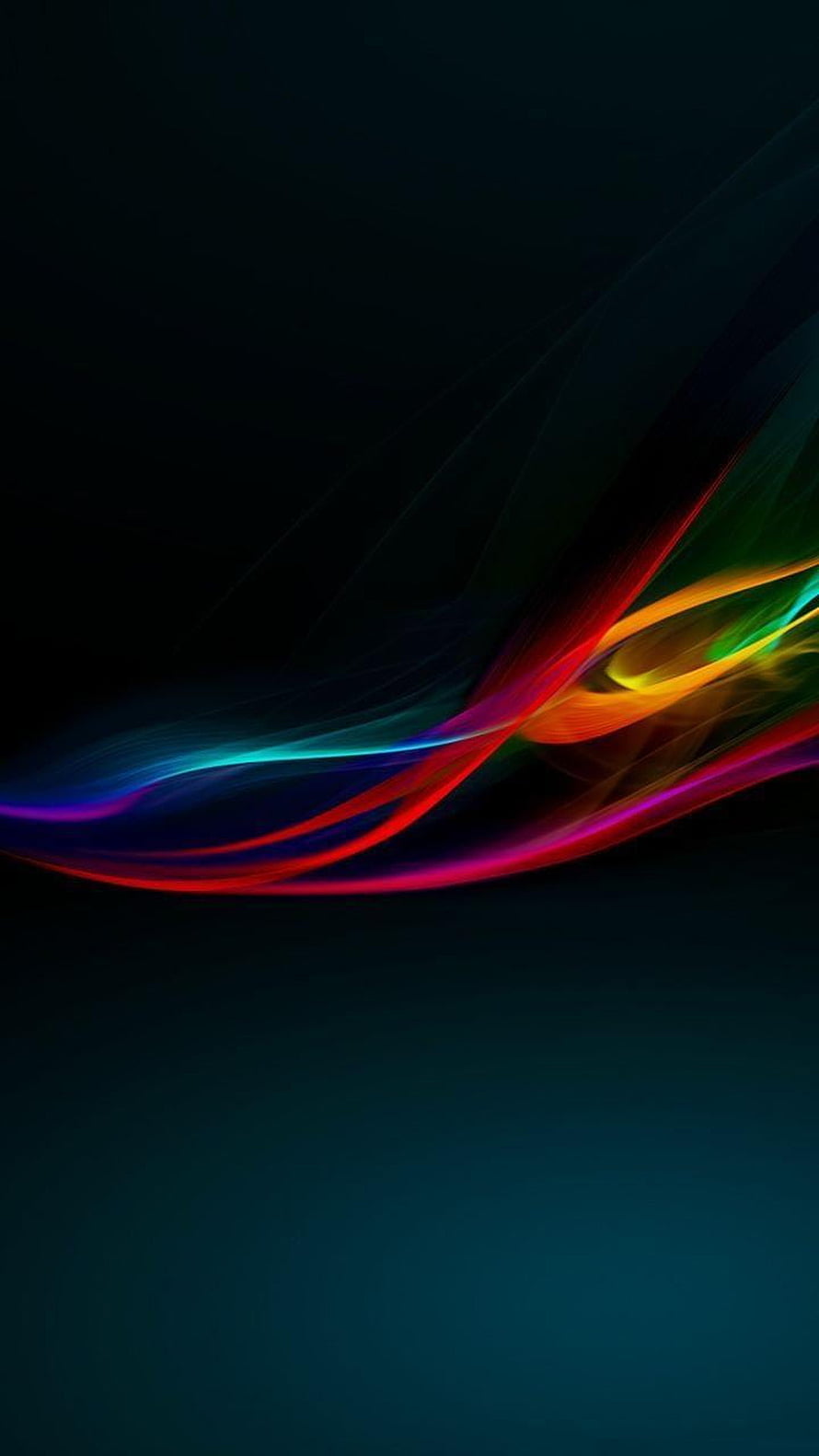 Vibrant abstract light trails flowing across a dark background with neon red, blue, and yellow streaks HD phone wallpaper