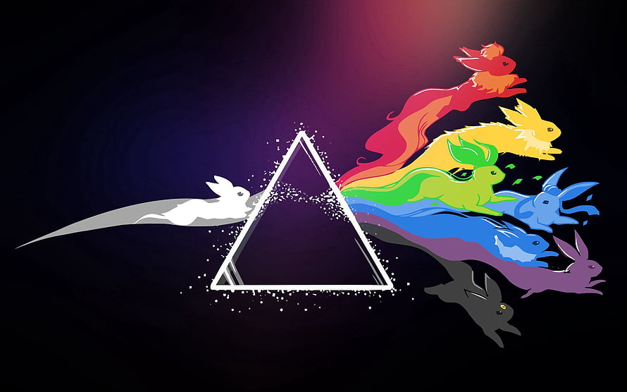 Prism Triangles and Rainbow Rabbits Inspired by Pink Floyd and Pokémon HD wallpaper
