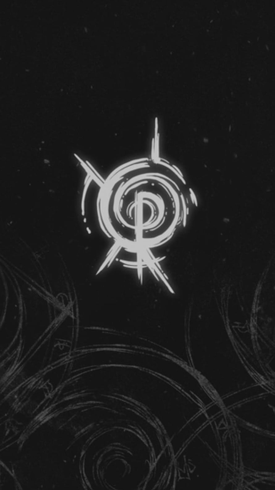 Glowing White Sigil Symbol on Dark Background with Faint Circular Runes HD phone wallpaper