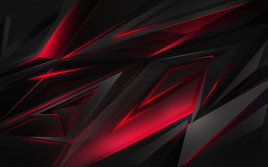 Abstract Dark Geometric Background With Glowing Red Neon Lines And Sharp Triangular Shapes HD wallpaper