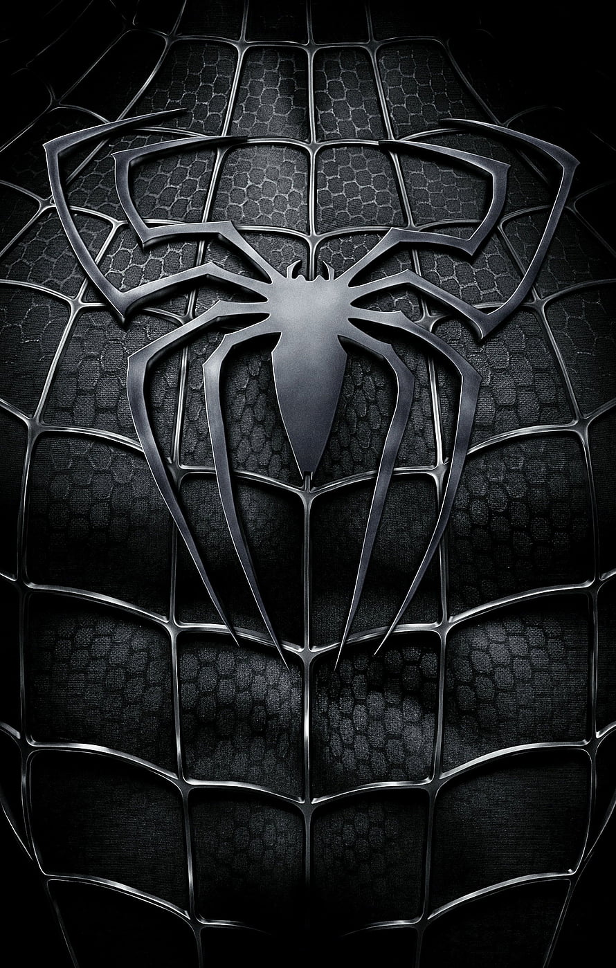 Dark Metallic Spider-Man Suit Texture with Silver Web Pattern and Spider Emblem, Joaquim. on Heroes. Black spiderman, Marvel heroes, Marvel spiderman, Spider-Man 3 HD phone wallpaper