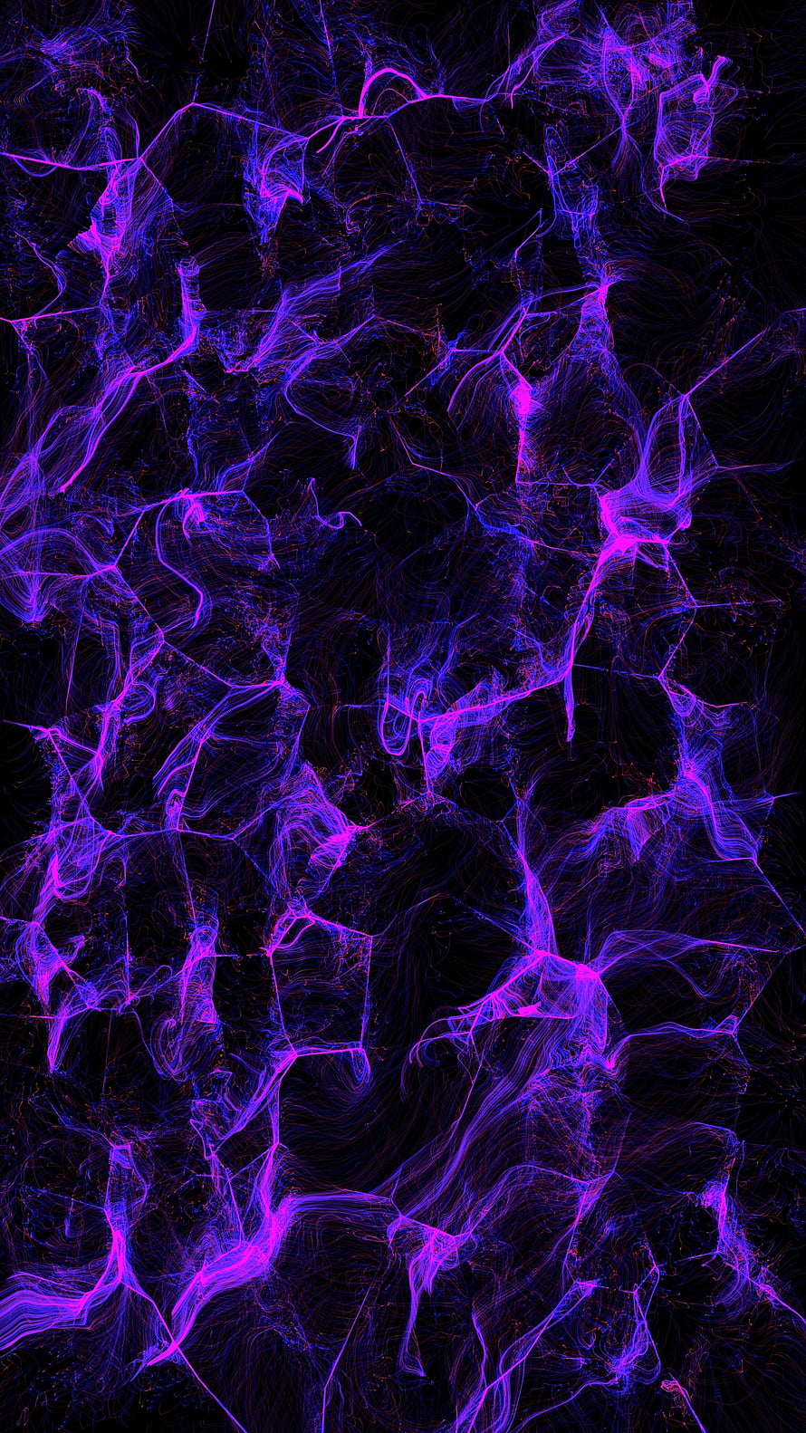 Abstract Purple and Blue Fractal Web Pattern on Black Background HD phone wallpaper