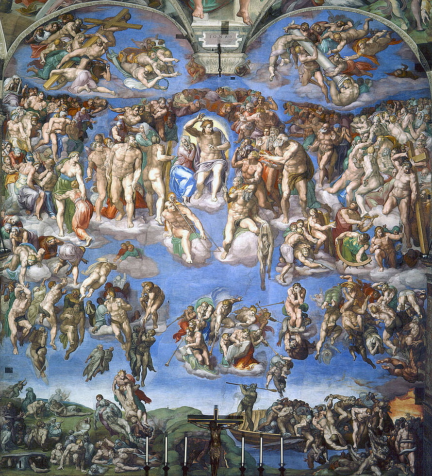 Michelangelo's The Last Judgement fresco on the Sistine Chapel altar wall HD phone wallpaper