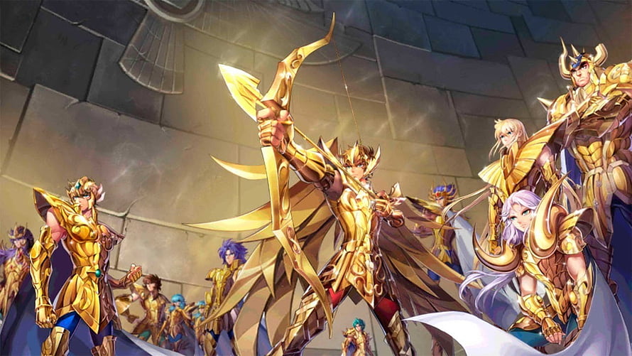 Saint Seiya Awakening Golden Saints Archery Battle Scene HD wallpaper