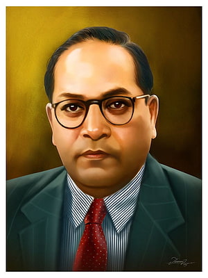 Portrait of a man in a suit and tie with glasses against a gold background, Dr Br Ambedkar, Dr Babasaheb Ambedkar HD phone wallpaper