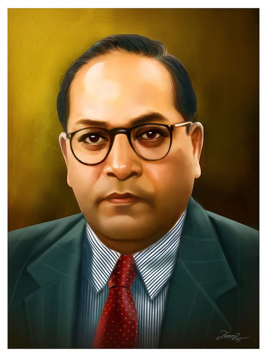 Portrait of a man in a suit and tie with glasses against a gold background, Dr Br Ambedkar, Dr Babasaheb Ambedkar HD phone wallpaper