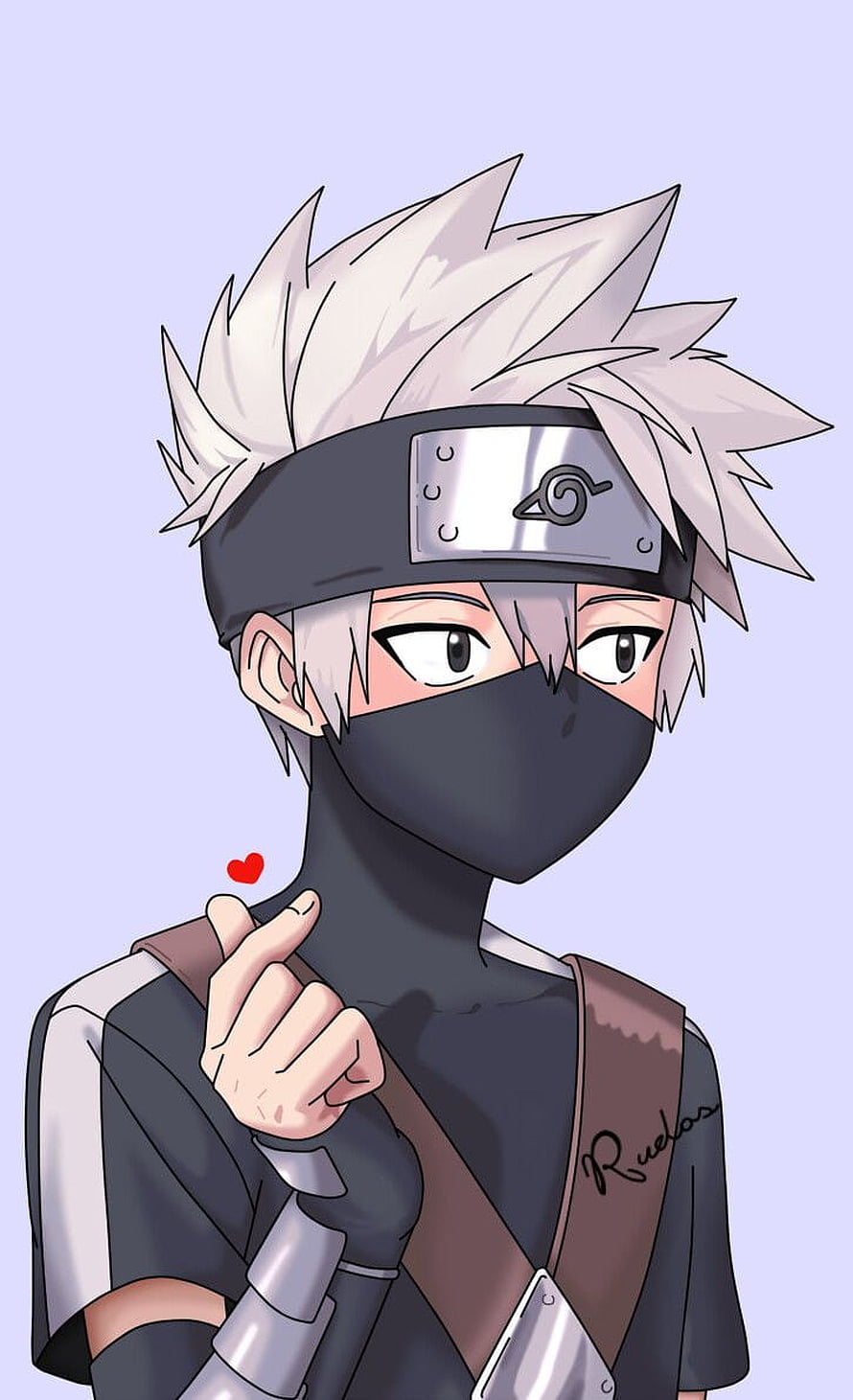 Cute Kakashi Hatake Finger Heart Anime Wallpaper HD phone wallpaper
