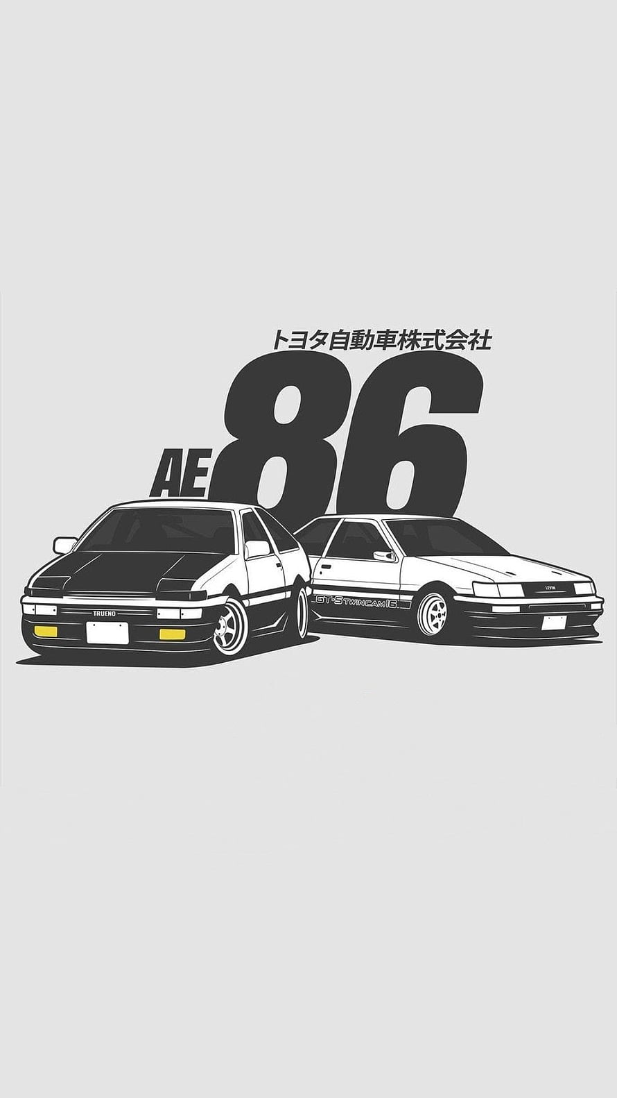 Minimalist Toyota AE86 Trueno and Levin Illustration HD phone wallpaper