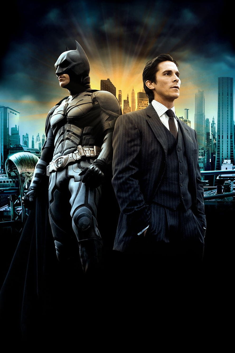Christian Bale as Batman and Bruce Wayne Standing Back to Back in Gotham City, Christian Bale Best Of All Time, Christian Bale Batman HD phone wallpaper