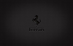 Ferrari Prancing Horse Emblem on Dark Carbon Fiber Texture Background HD wallpaper