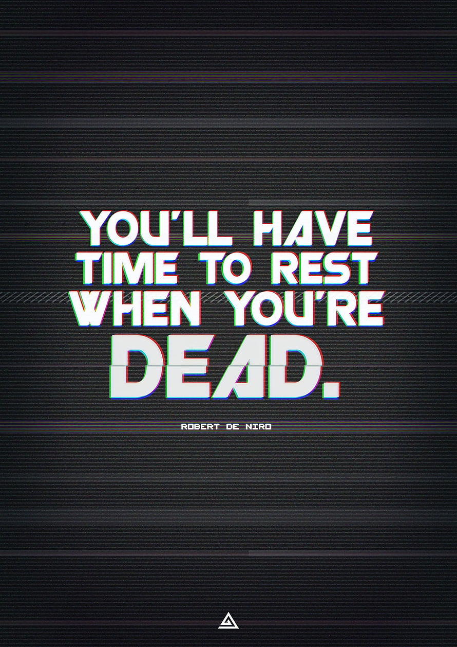 Robert De Niro Quote on Rest and Death with Glitch Effect HD phone wallpaper