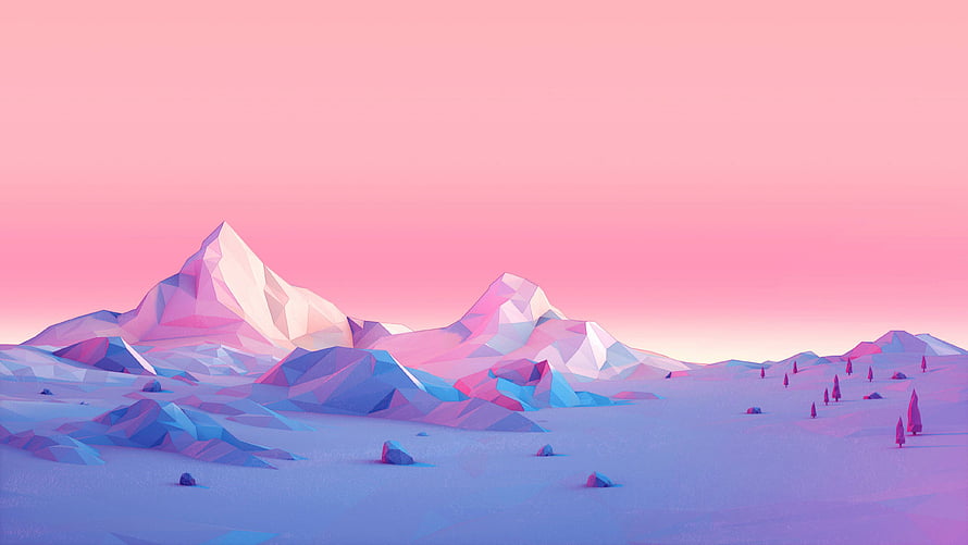 Low Poly Pink and Purple Mountain Landscape Digital Art Wallpaper HD wallpaper