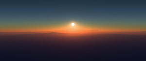 Minimalist Sunset Over Distant Mountain Ranges in Warm Orange and Deep Blue Tones HD wallpaper