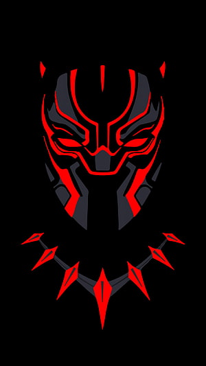 Black Panther Red and Black Minimalist Mask Vector Art HD phone wallpaper