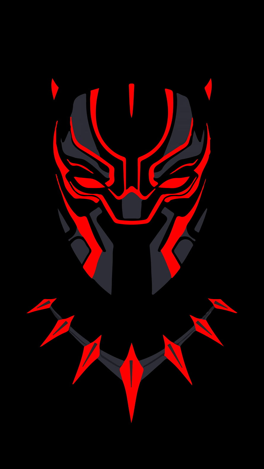 Black Panther Red and Black Minimalist Mask Vector Art HD phone wallpaper