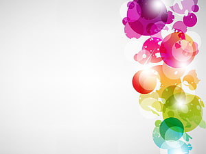 Vibrant Multicolored Bubble Cluster on Clean White Background HD wallpaper