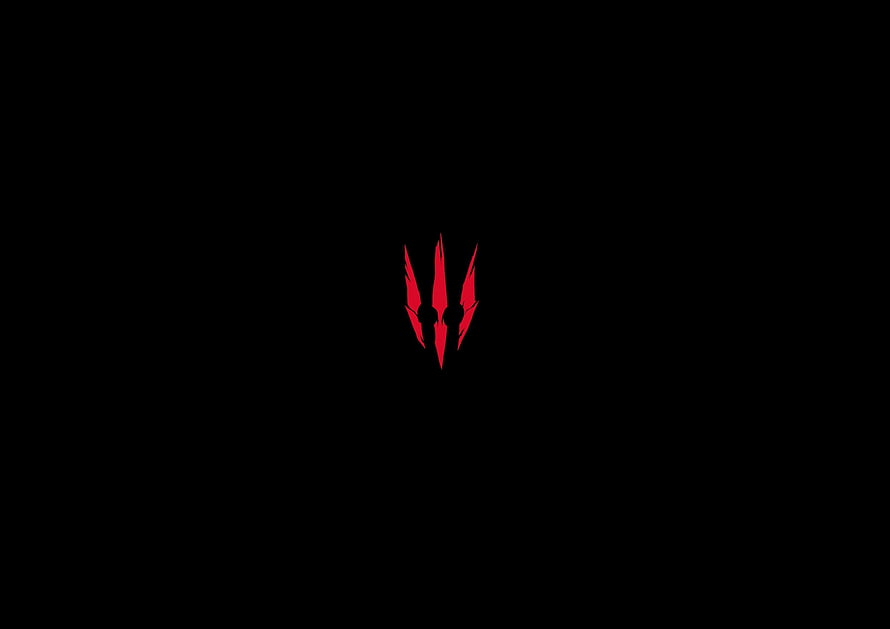 The Witcher 3 Wild Hunt Minimalist Red Wolf Emblem on Black Background HD wallpaper
