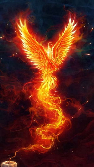 Mystical Phoenix Rising From Candle Flame Fantasy Art HD phone wallpaper