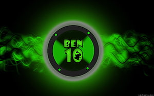 Ben 10 Omnitrix Logo Wallpaper with Green Energy Swirls HD wallpaper