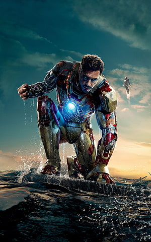 Iron Man Mark 43 Armor Emerging From Ocean Water With War Machine Flying In Background, Iron Man Top Iron Man Background [] for your , Mobile & Tablet. Explore Iron Man . Iron Man , Iron Man, Iron Man Tablet HD phone wallpaper