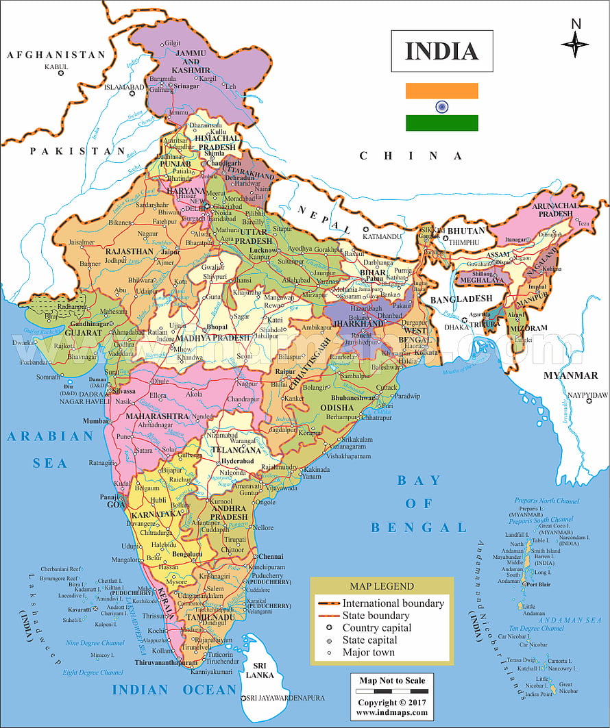 Detailed Political Map of India Showing All States, Capitals, and Major Cities HD phone wallpaper