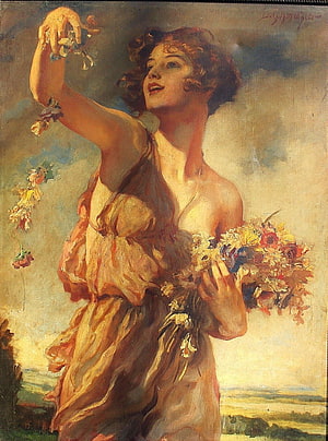 Classical Oil Painting of a Woman in a Golden Dress Scattering Flowers, Renaissance aesthetic x ideas in 2021. renaissance aesthetic, renaissance art, aesthetic art, Renaissance Art Women HD phone wallpaper