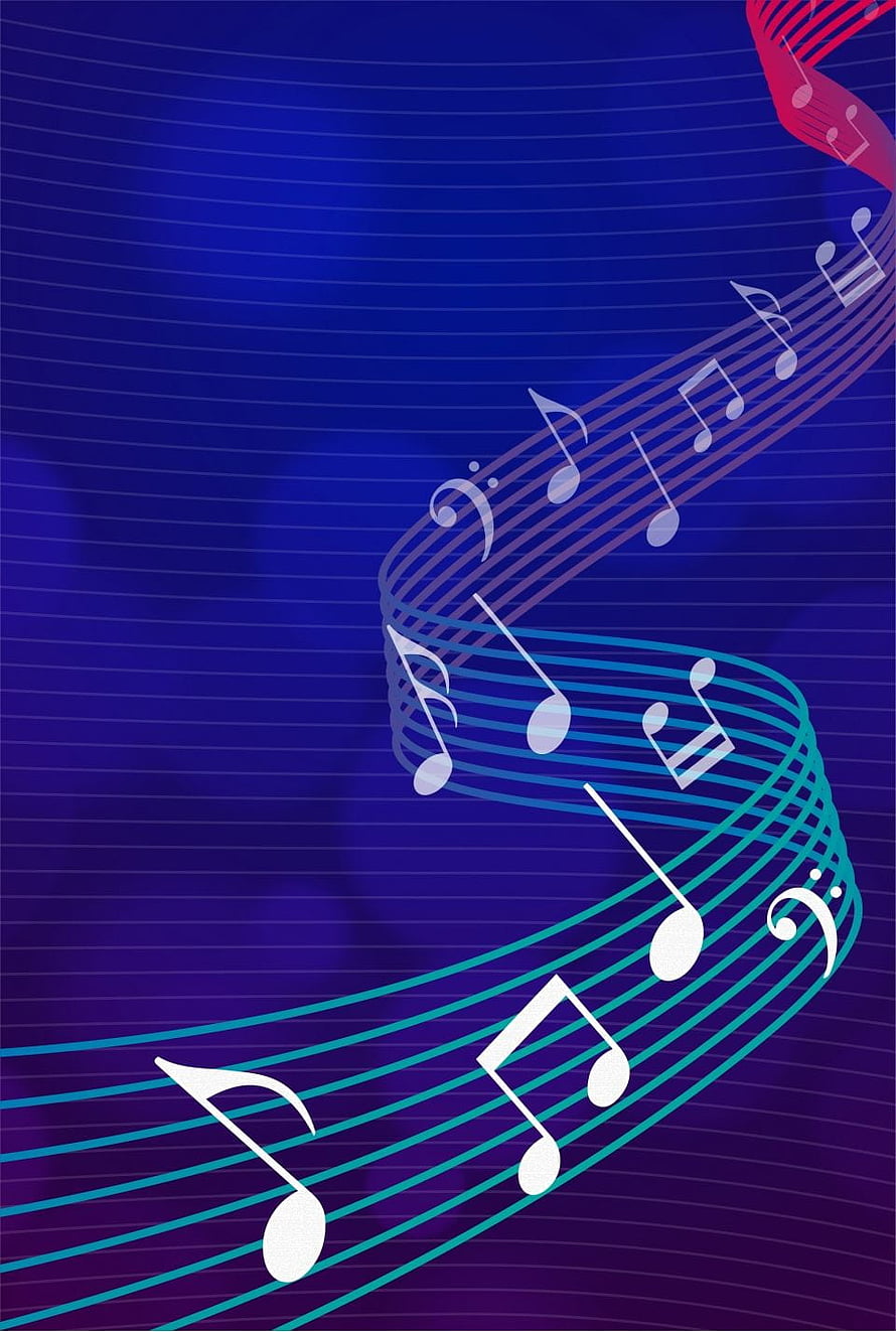 Abstract Musical Notes Flowing on Blue and Purple Gradient Background HD phone wallpaper