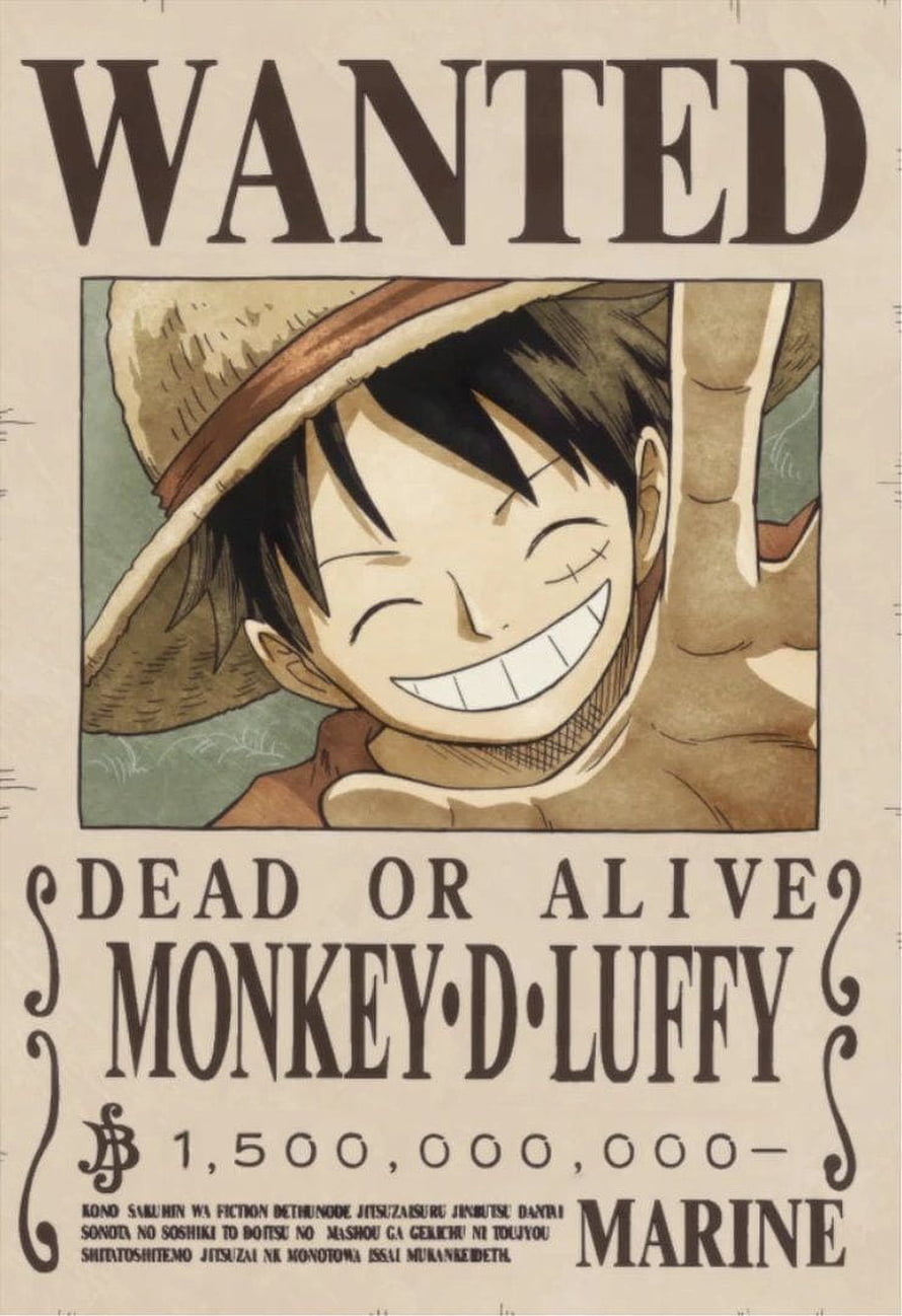 Monkey D. Luffy Wanted Poster One Piece Anime Character Illustration HD phone wallpaper
