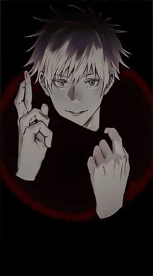 Gojo Satoru Anime Character Portrait with Dark Aesthetic and Red Aura HD phone wallpaper